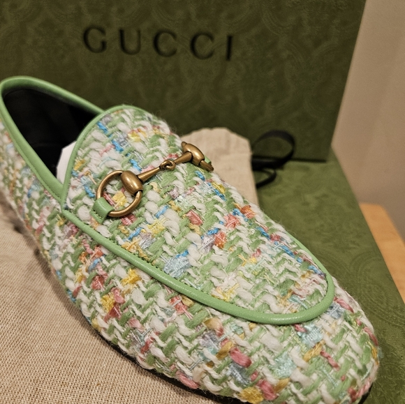 Gucci Jordaan Tweed Horsebit Moccassin Loafers Multicolor Size EU 36 - Picture 5 of 10